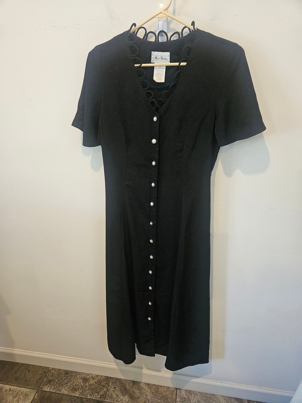 Women's Miss Dorby Vintagr Black Button-Front Women’s Dress SIze 10